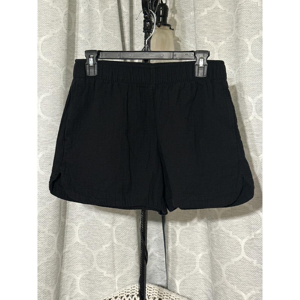Old Navy Womens Black Cotton Gauze Comfort Waistband Shorts Small Relaxed Casual